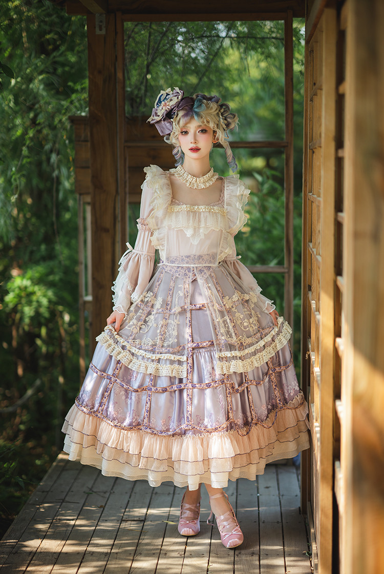 Lily Primrose, Elegant Classic Lolita Fashion Patterned Maxi