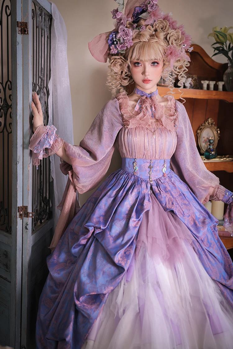 Oviparity, Elegant Lolita Fashion Deluxe Chic Color Blocking Tiered Handmade Tulle Underskirt Petticoat Bustle 3-Way Midi Skirt*2colors