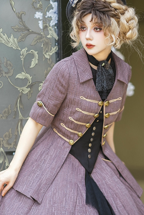 New Romantic, Elegant Gothic Aristocrat Front Open Pleat Bottom