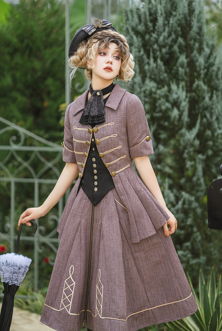 coquette ナポレオンジャケット Gothic グランジ Whale Bones Bay, Elegant Gothic Style Frilly Stand Collar Long