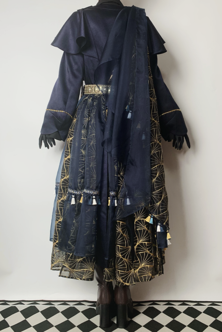 Lakshmi, Gothic Fashion Long Sleeves Ruffle Front Keyhole Long