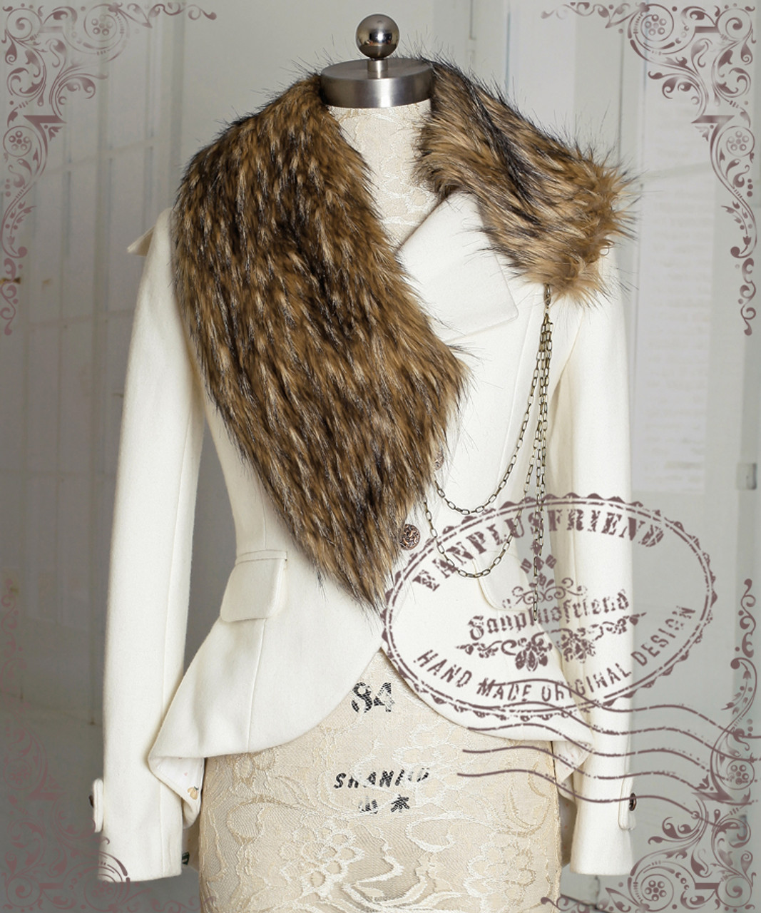 Modelshow Imitation Faux Fur Long Detachable False Collar Scarf