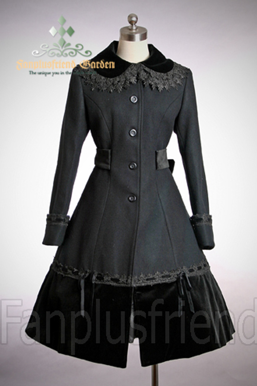 Elegant Gothic Embroidery Laces Neat Lolita Wool Coat