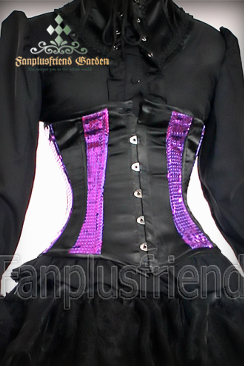 Steampunk Underbust Corset Top Steel Boned Leather Corset Suspenders Set  Black Brown