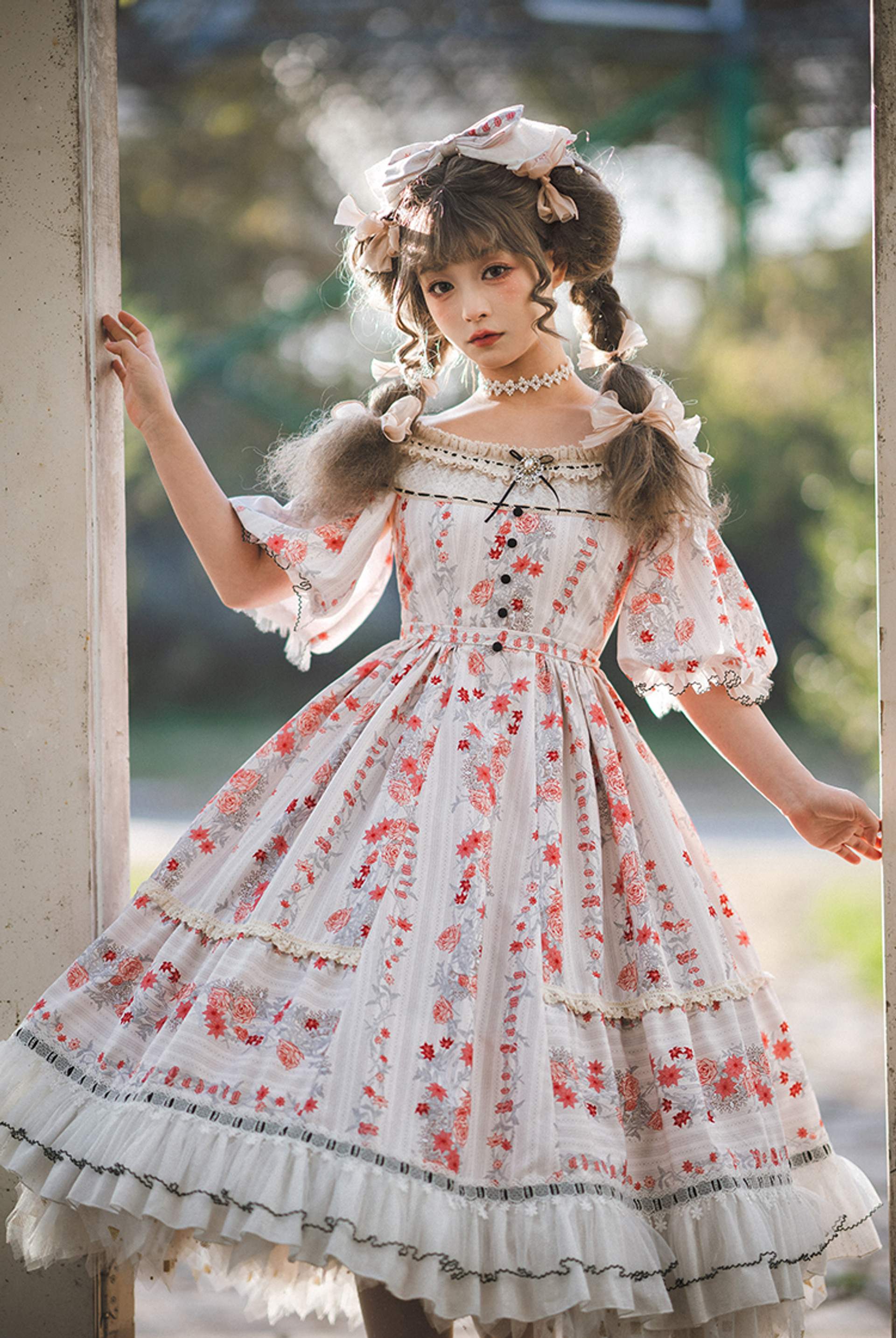 Under the Rose, Classic Lolita Elegant Chic Floral Handmade Tiered Hair ...