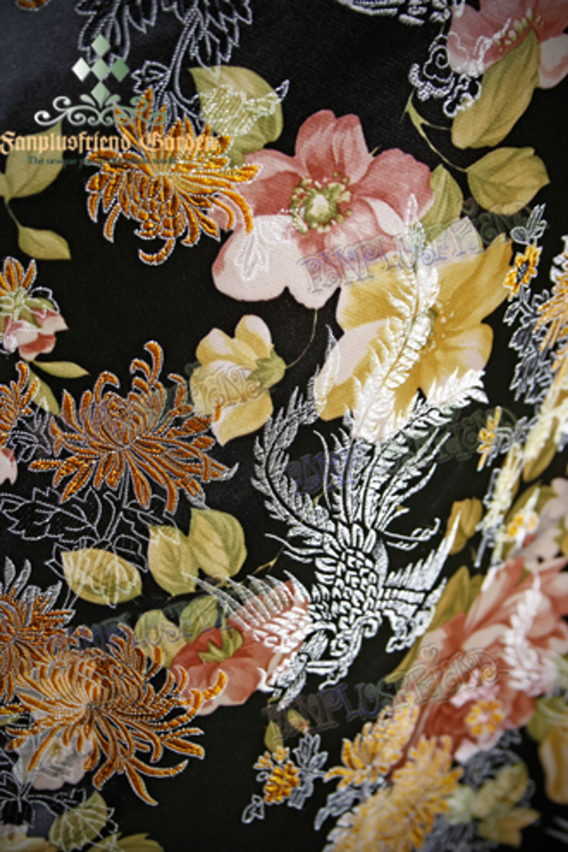 Gothic Wa Lolita Golden Chrysanthemum Brocade Kimono*5Pcs