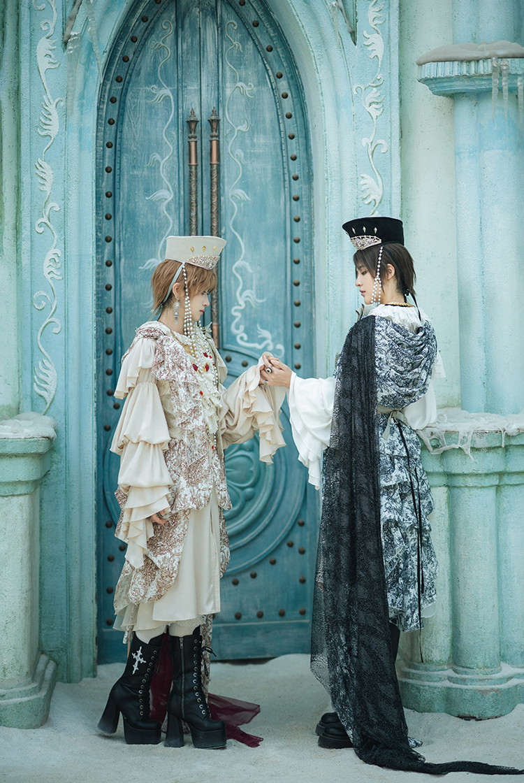 Black / Dark Blue Long Bell Sleeves Aristocrat Gothic Shirt main image 1