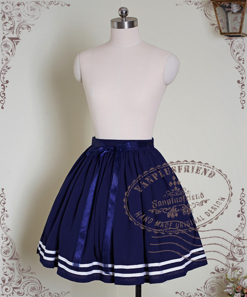 SOLD OUT: Ice & Insigne, Sailor Lolita Solid Color Side Slits Skirt*2colors