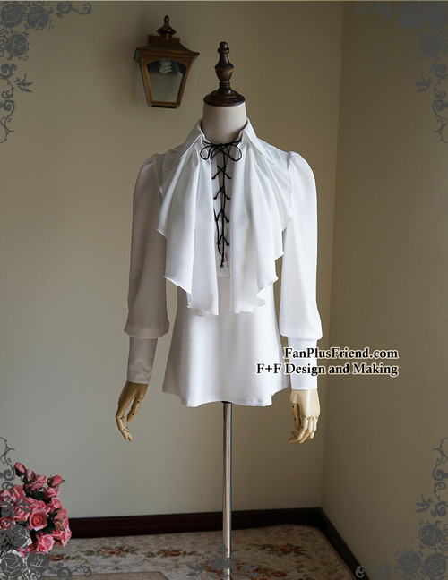 Beyond the End of Time, Steampunk Pirate Lacing Up Acute Lapel Shirt & Jabots Set*2colors