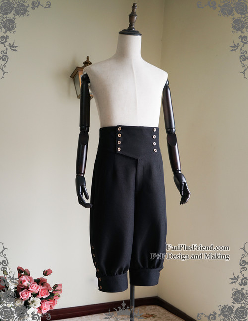 Beyond the End of Time, Gothic Steampunk High Waist Short Riding Breeches Black Mens Shorts