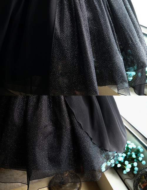 Vintage Retro Fashion Midi Dress Chiffon Black Dress Ladies Summer Prom ...