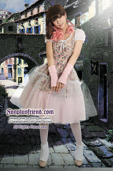 SOLD OUT: Country Lolita Wonderland DayDream Gauze Cover Corset Bodic&Skirt Set*4colors