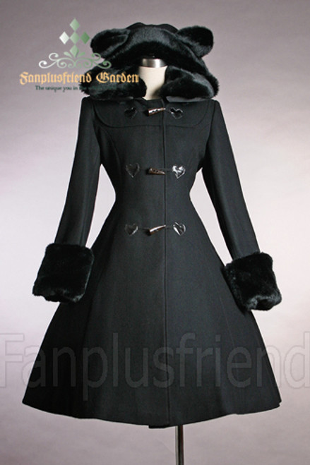 Cutie Gothic, Sweet Lolita: Bear Ears Hood Wool Coat