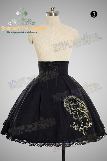 SOLD OUT: Bookish Beauty Classic Lolita:Steel Boned High Waist Open Back Skirt