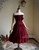 Vintage Corset Dress Strapless Dress Jabot Cravat Corsage Set Burgundy 