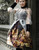 SOLD OUT: Steampunk Midi Dress Printed Jumper Skirt Dress Blouse Set