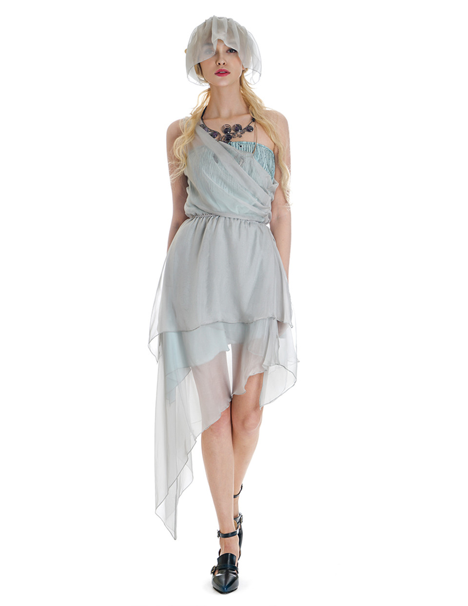 Vintage Silk Strapless Dress Chiffon Dress Set Ancient Greek Printed ...