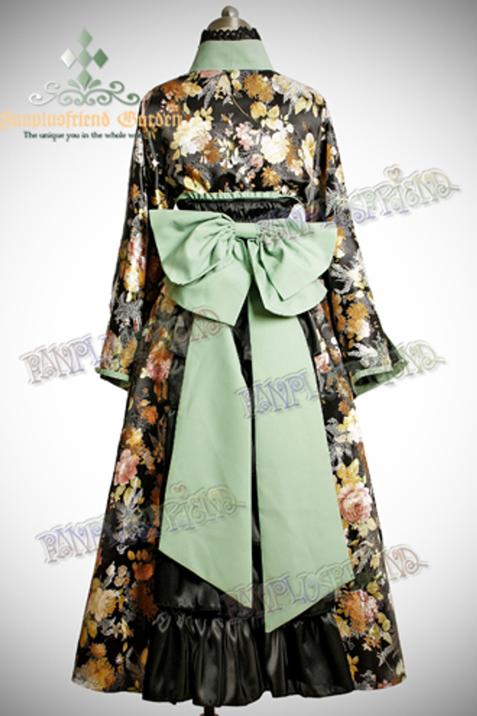 Gothic Wa Lolita Golden Chrysanthemum Brocade Kimono*5Pcs