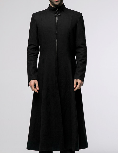 Medieval Priest Elegant Gothic Aristocrat Large Cross Wool Coat Long  Trench/ Frock Coat for Man