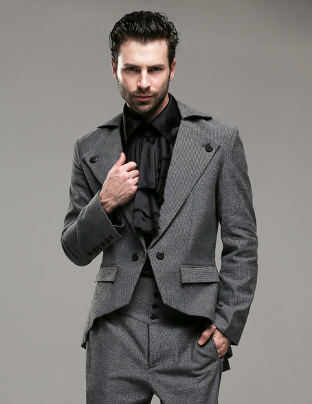 Belle Epoque, Elegant Dandy Victorian Low Neckline Coattail Jacket