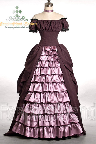 SOLD OUT: Elegant Gothic Aristocrat Fishtail Tiered Frilly Front Plump  Bustle Dress