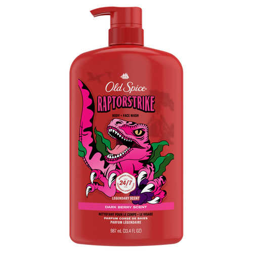 Old Spice Body Wash for Men, 24/7 Shower Clean, Raptorstrike, 33.4 Oz front side