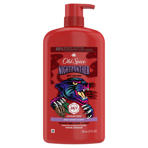 Old Spice Body Wash for Men, 24/7 Shower Clean, Nightpanther, 27 Oz
front