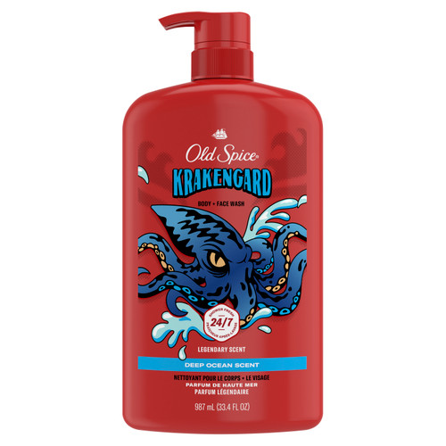 Old Spice Body Wash for Men, 24/7 Shower Clean, Krakengard, 33.4 Oz front side