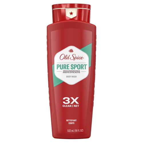High Endurance Body Wash for Men, Pure Sport Scent, 18 FL Oz (532 ml) front side