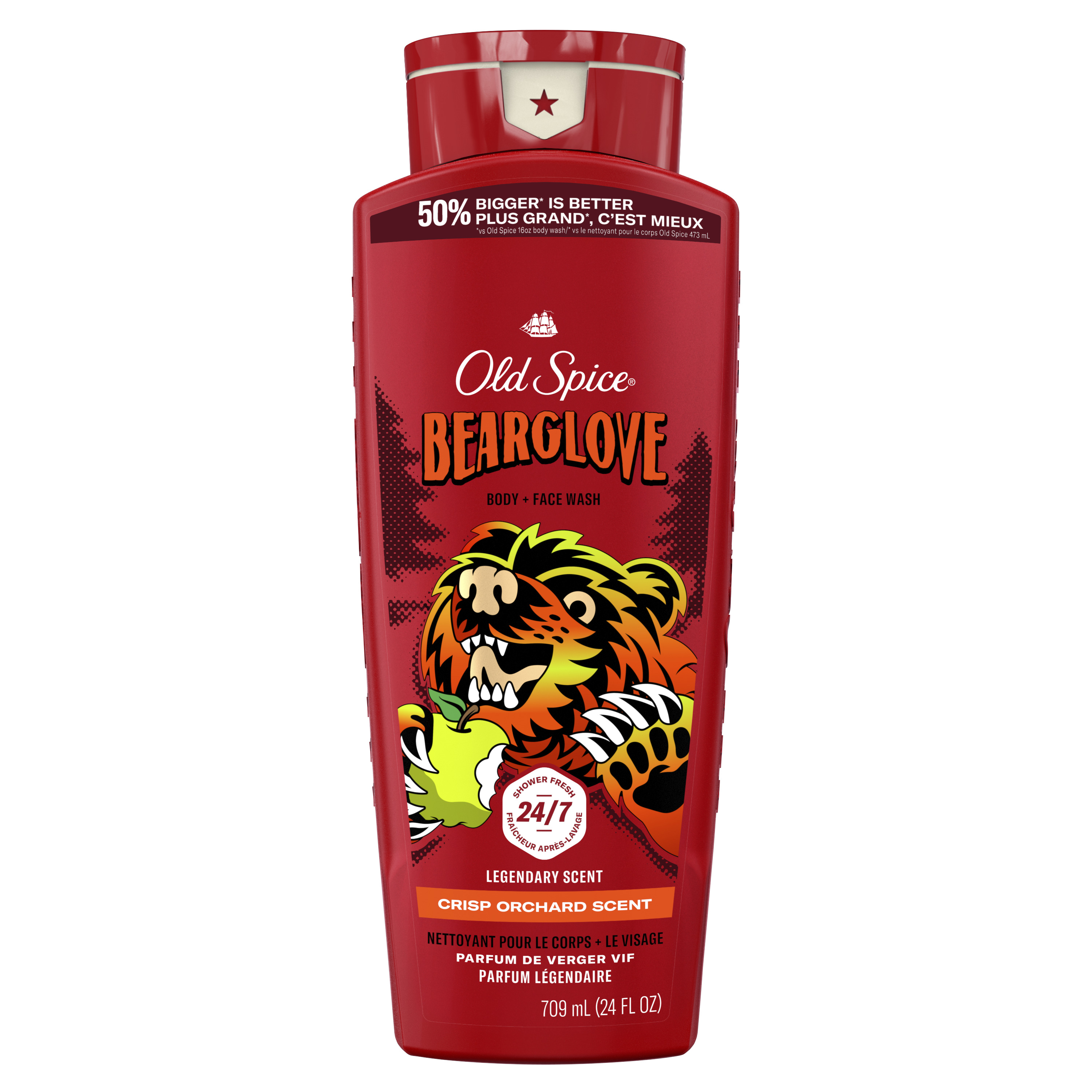 Old Spice Body Wash for Men, 24/7 Shower Clean, Bearglove, 24 Oz