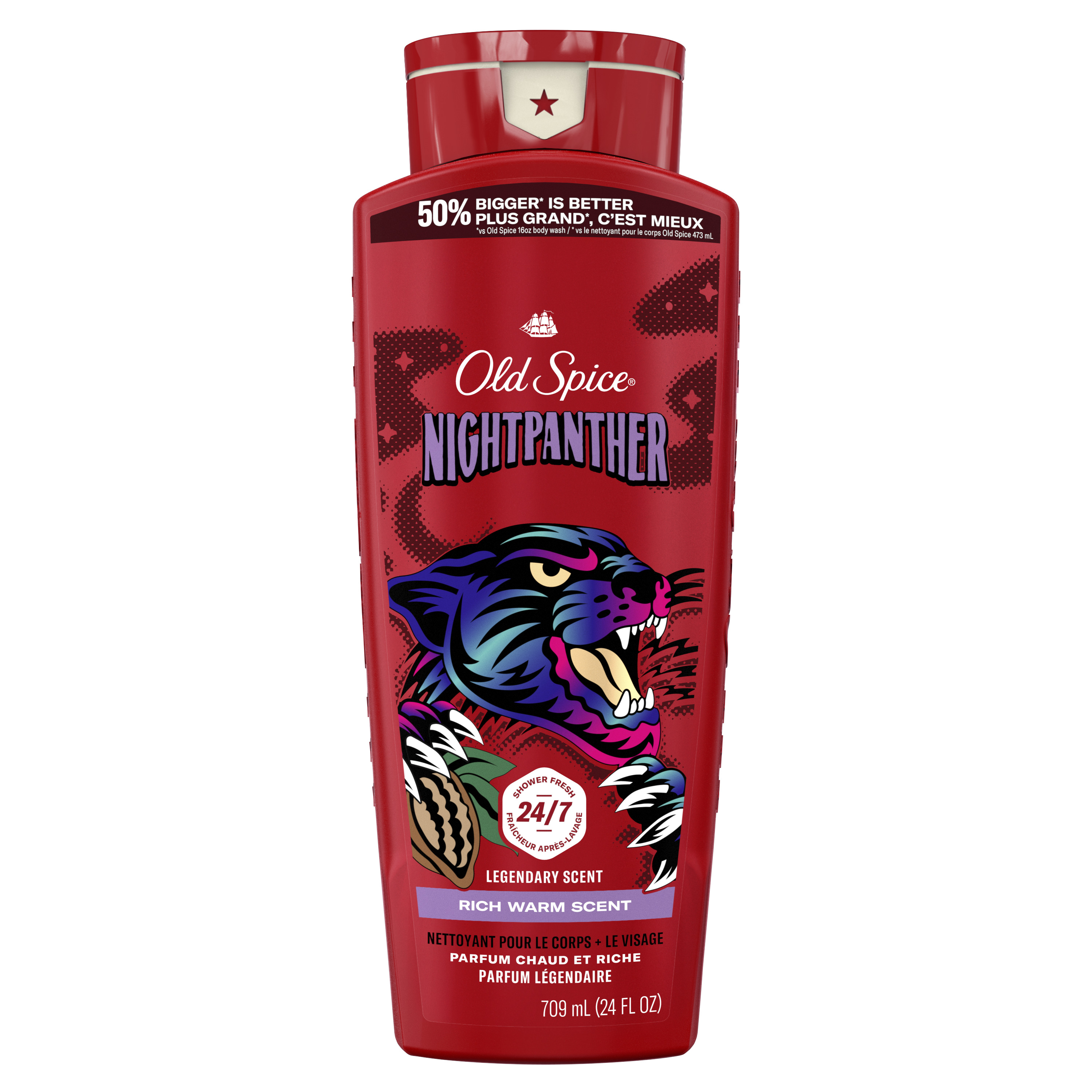 Old Spice Body Wash for Men, 24/7 Shower Clean, Nightpanther, 24 Oz