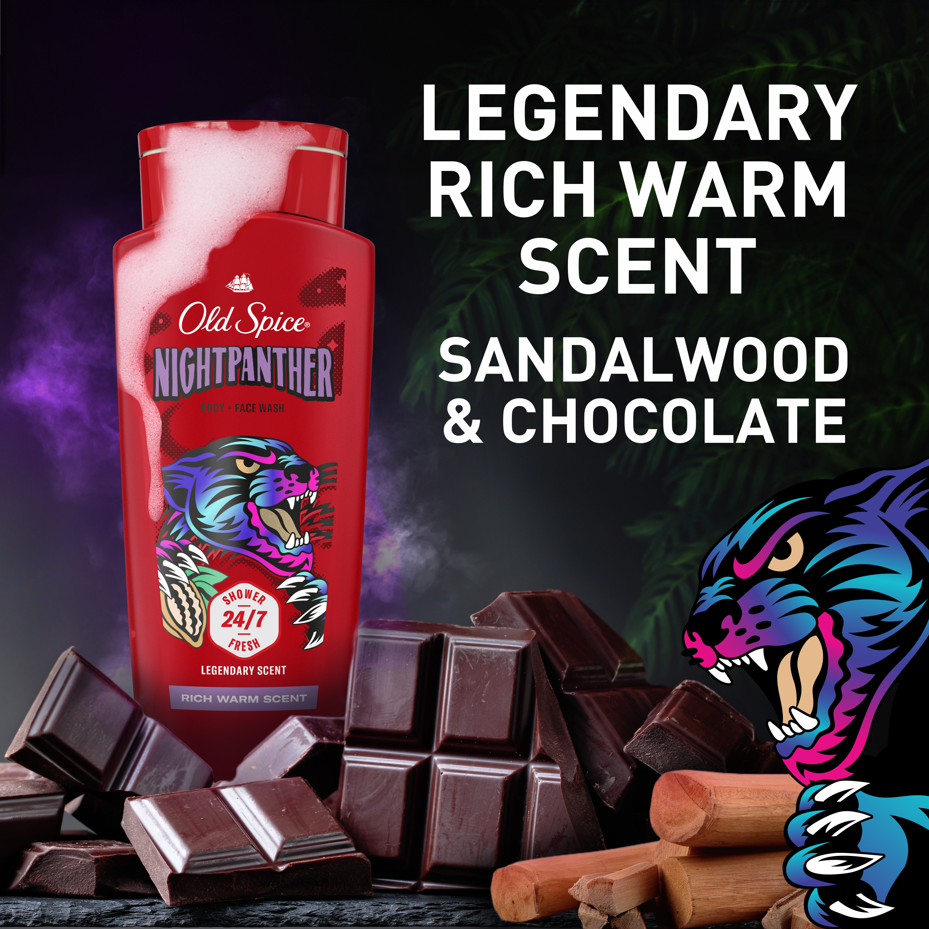 Old Spice Body Wash for Men, 24/7 Shower Clean, Nightpanther, 24 Oz
Back