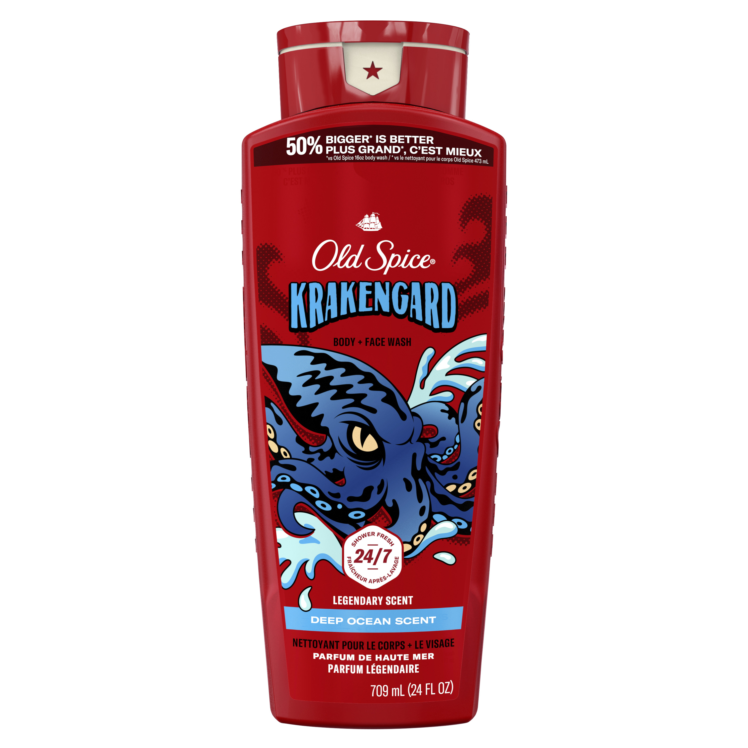 Old Spice Body Wash for Men, 24/7 Shower Clean, Krakengard, 24 Oz