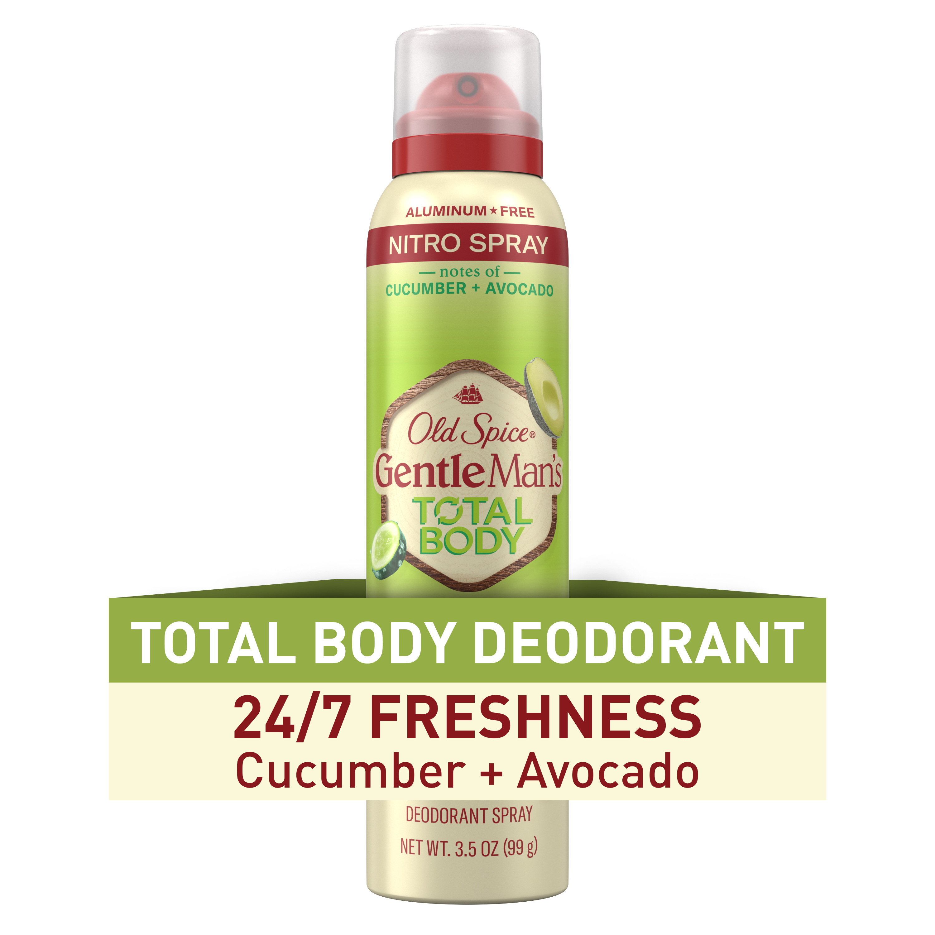 Old Spice Total Body Deodorant Men, Cucumber + Avocado, Aluminum Free Deodorant Spray for 24/7 Freshness // Dermatologist Tested Whole Body Deodorant, 3.5 oz
