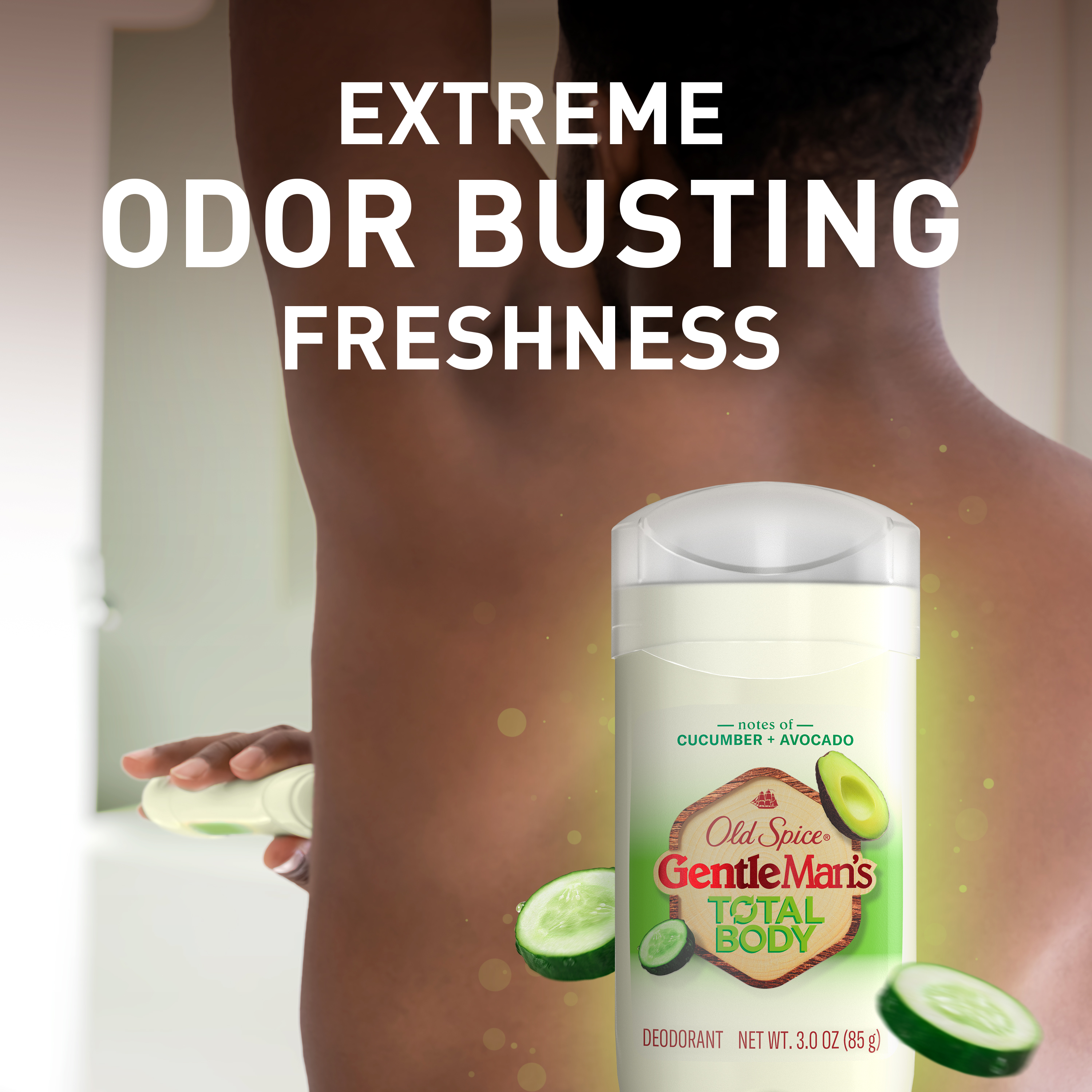 Old Spice GentleMan’s Blend Total Deodorant, Cucumber + Avocado, Aluminum Free Stick For 24/7 Freshness From Pits to Toes and Down Below, 3 oz