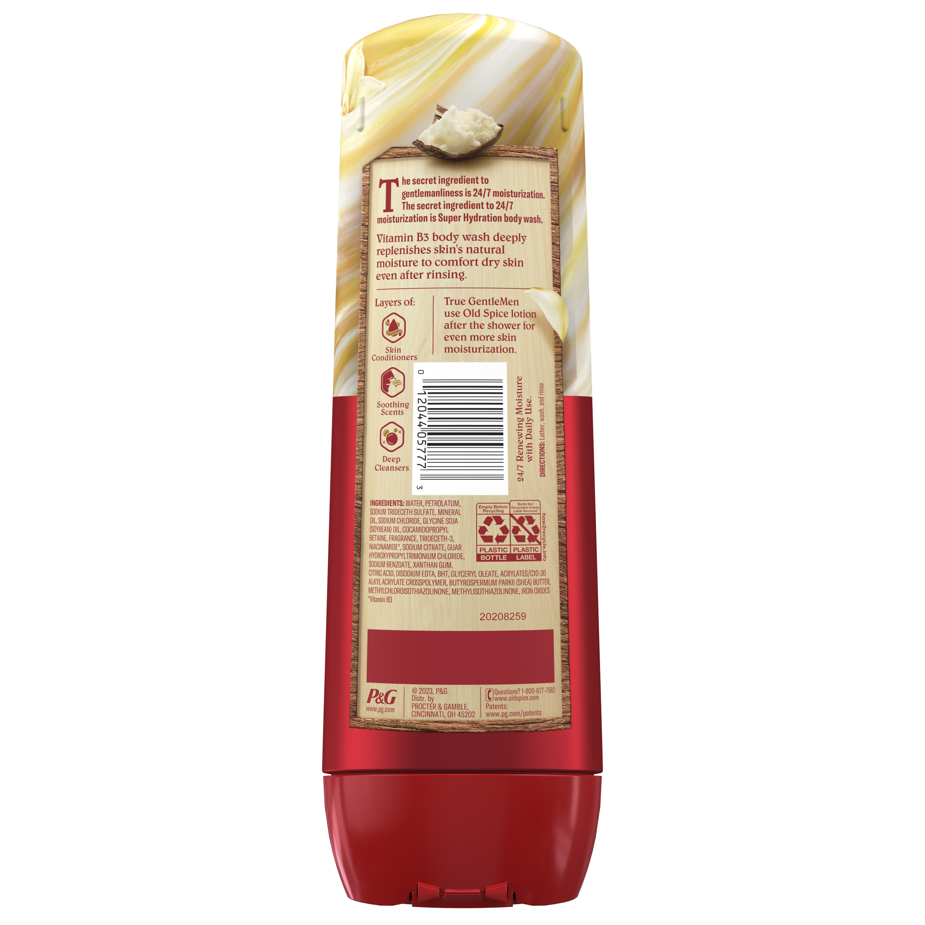Old Spice GentleMan’s Blend Super Hydration Vanilla + Shea Body Wash for Deep Cleaning and 24/7 Renewing Moisture, Back
back