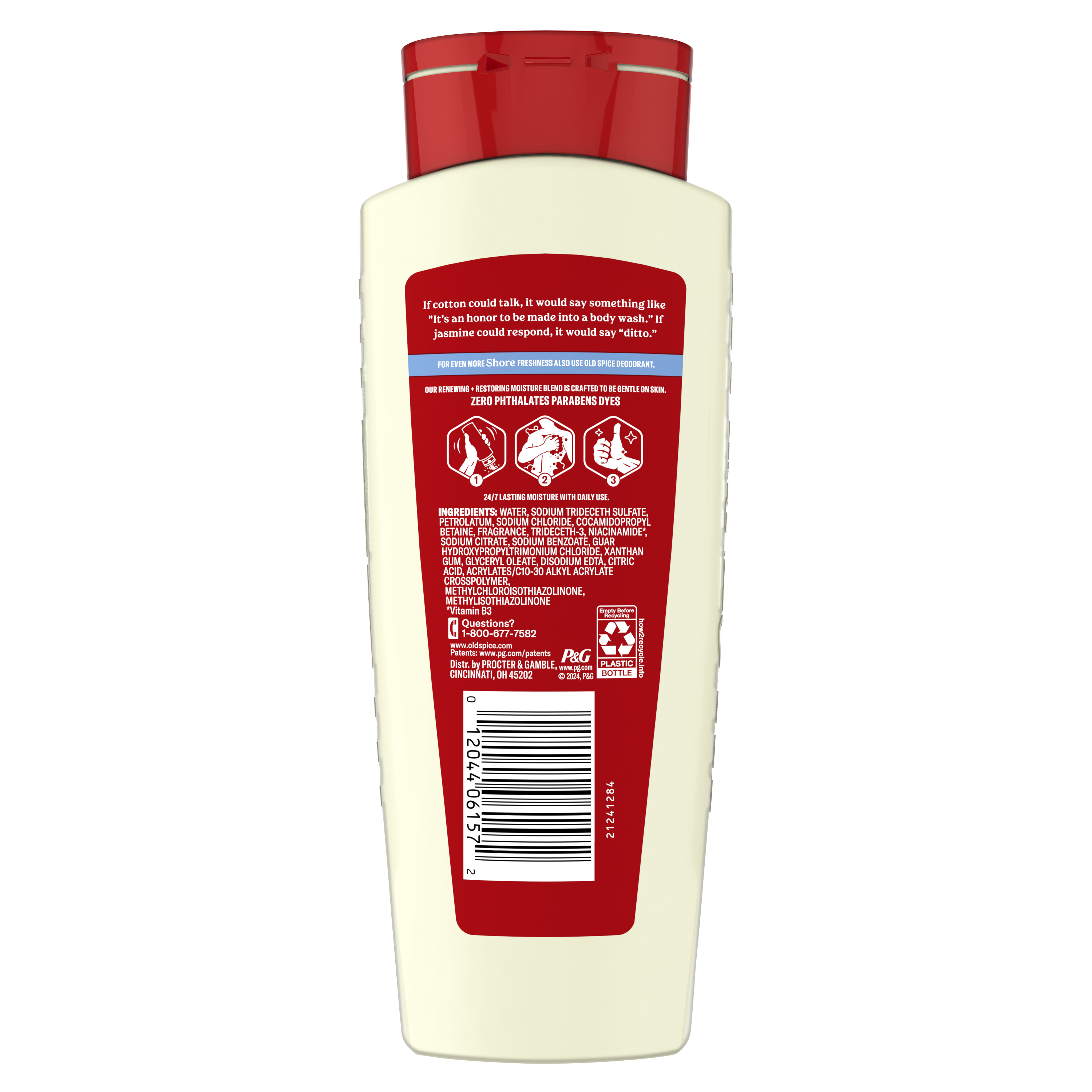 Old Spice Men's Body Wash for Men, Shore Scent, 18 Oz back side