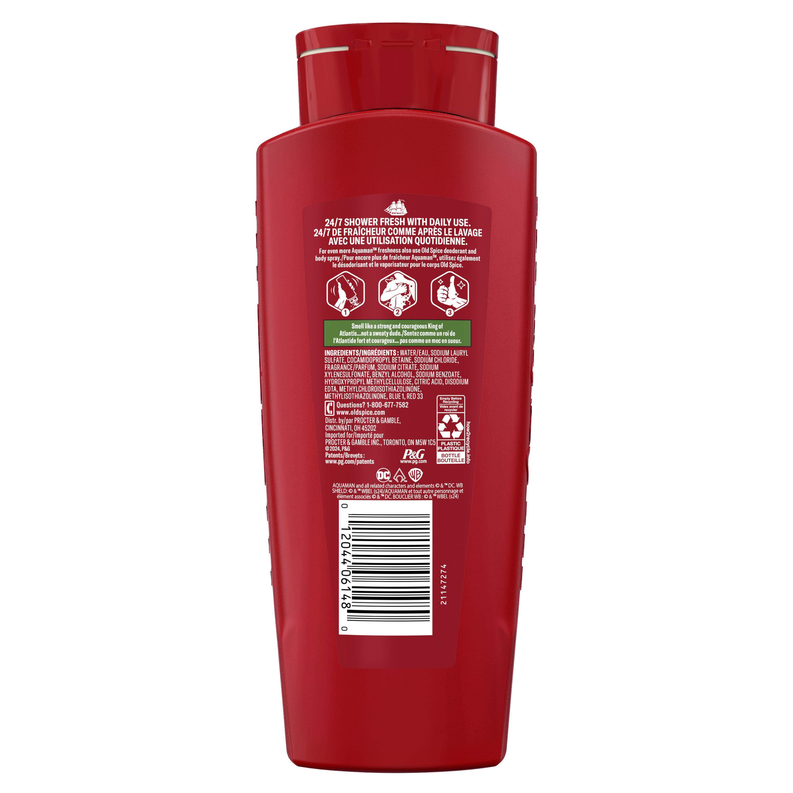Old Spice Body Wash for Men, 24/7 Shower Fresh, Aquaman, 24 Oz
back