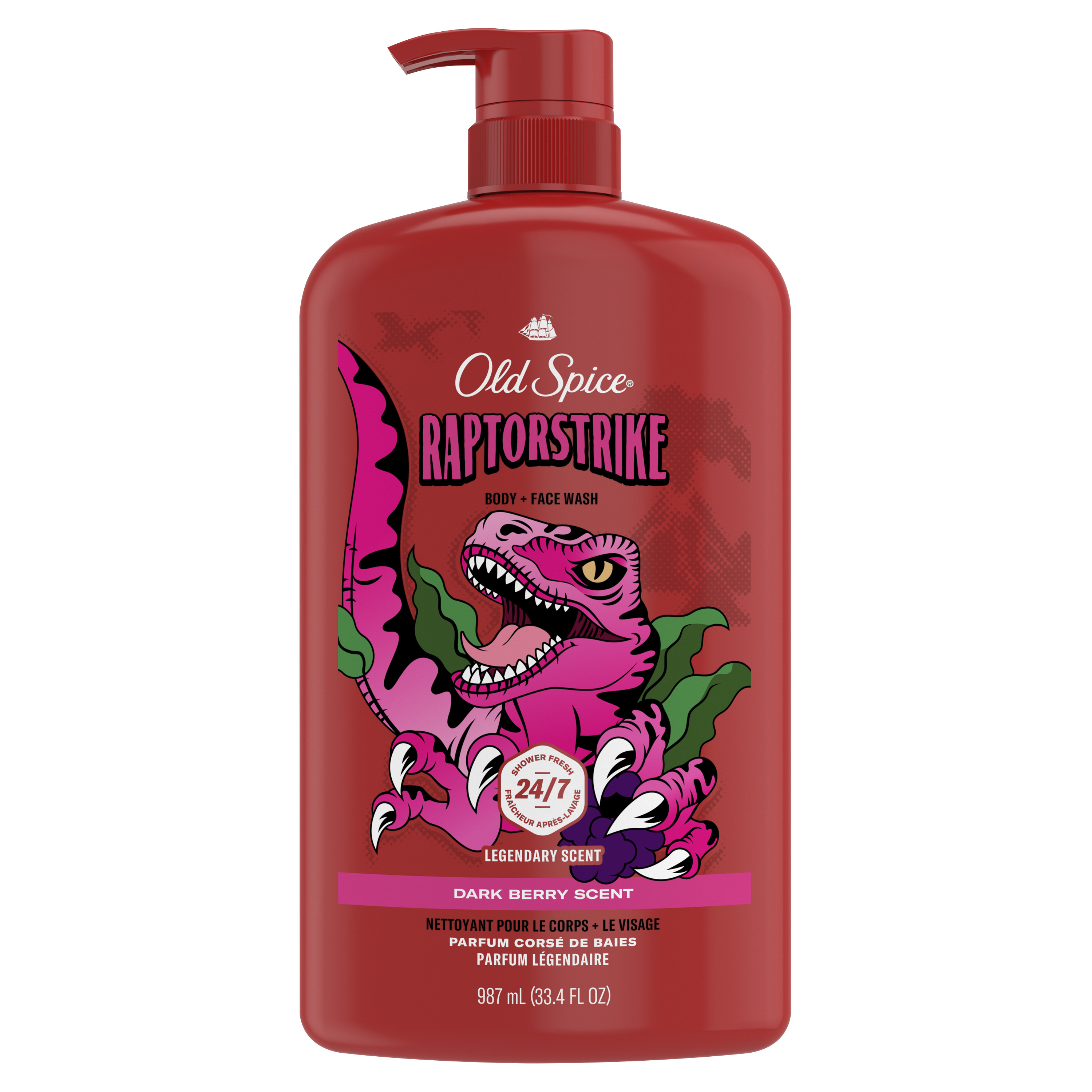 Old Spice Body Wash for Men, 24/7 Shower Clean, Raptorstrike, 33.4 Oz