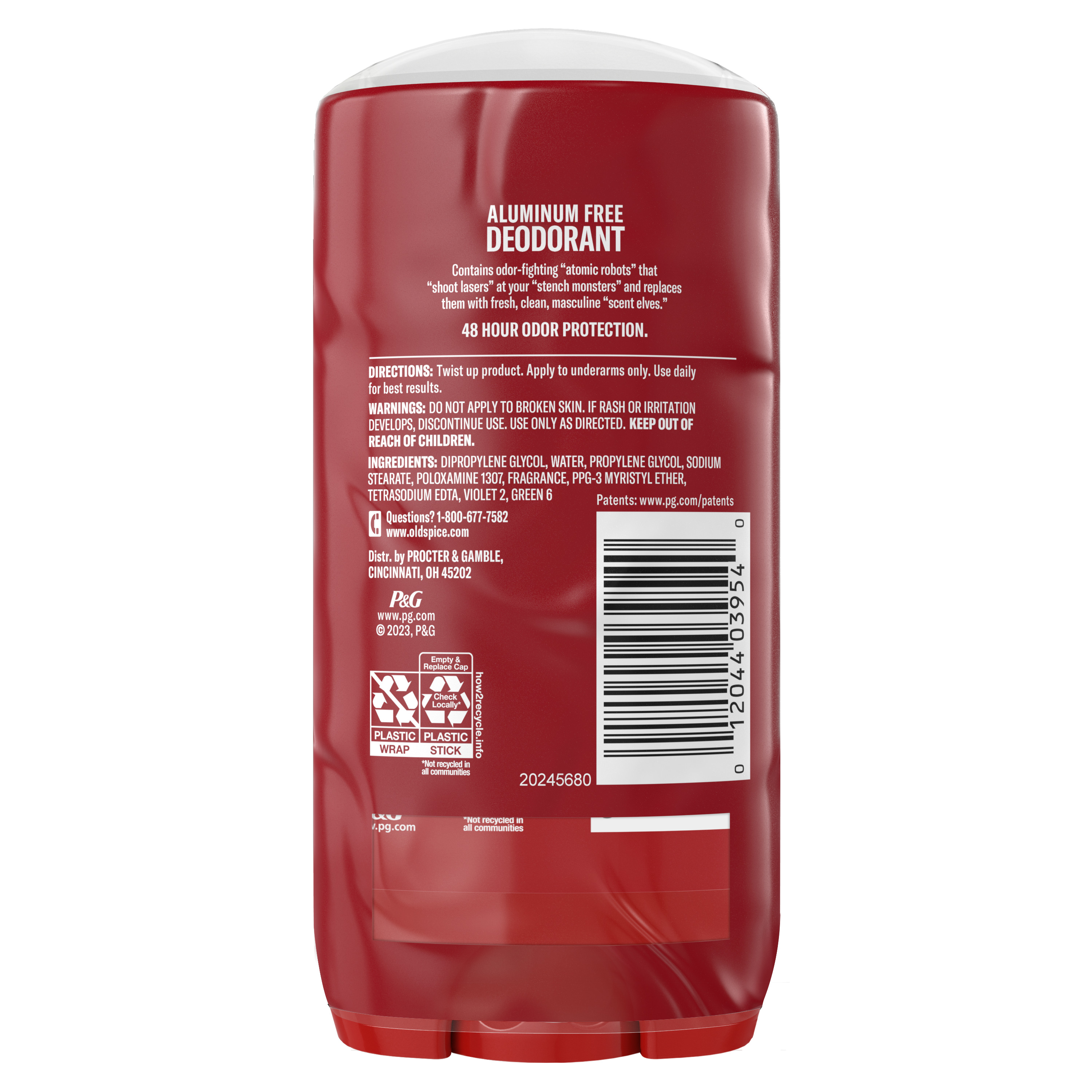 Old Spice High Endurance Deodorant for Men, Aluminum Free, Pure Sport Scent, 3.0 Oz Twin Pack back side