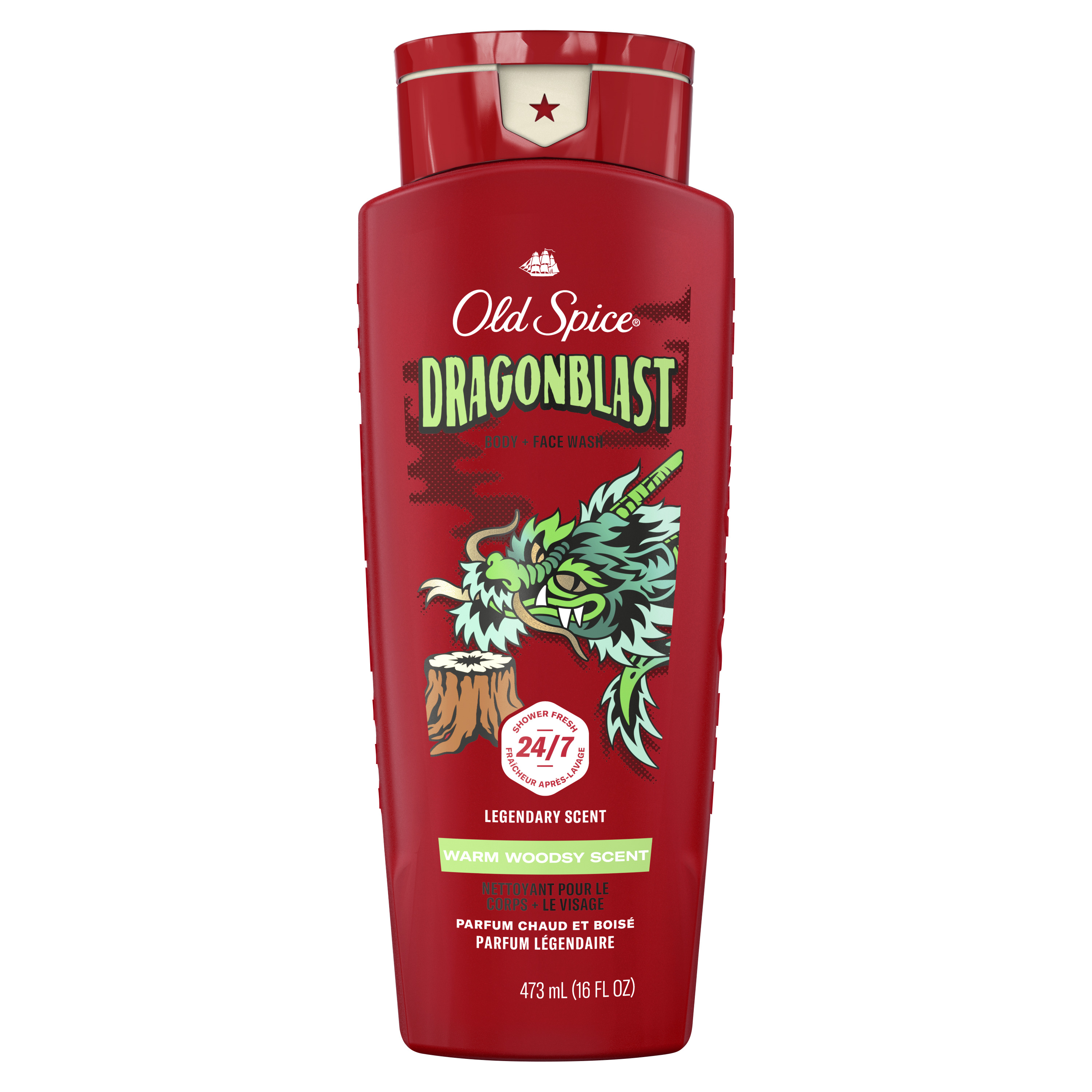 Old Spice Body Wash for Men, 24/7 Shower Clean, Dragonblast, 16 Oz