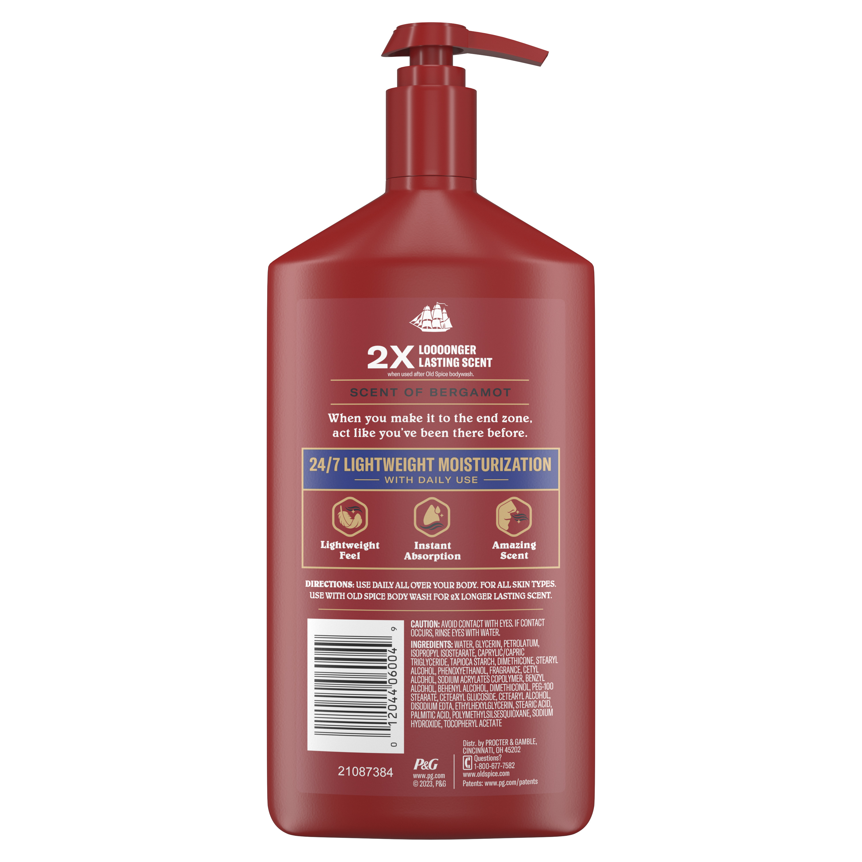 Old Spice Hand and Body Lotion, 24/7 Moisturization, Captain back