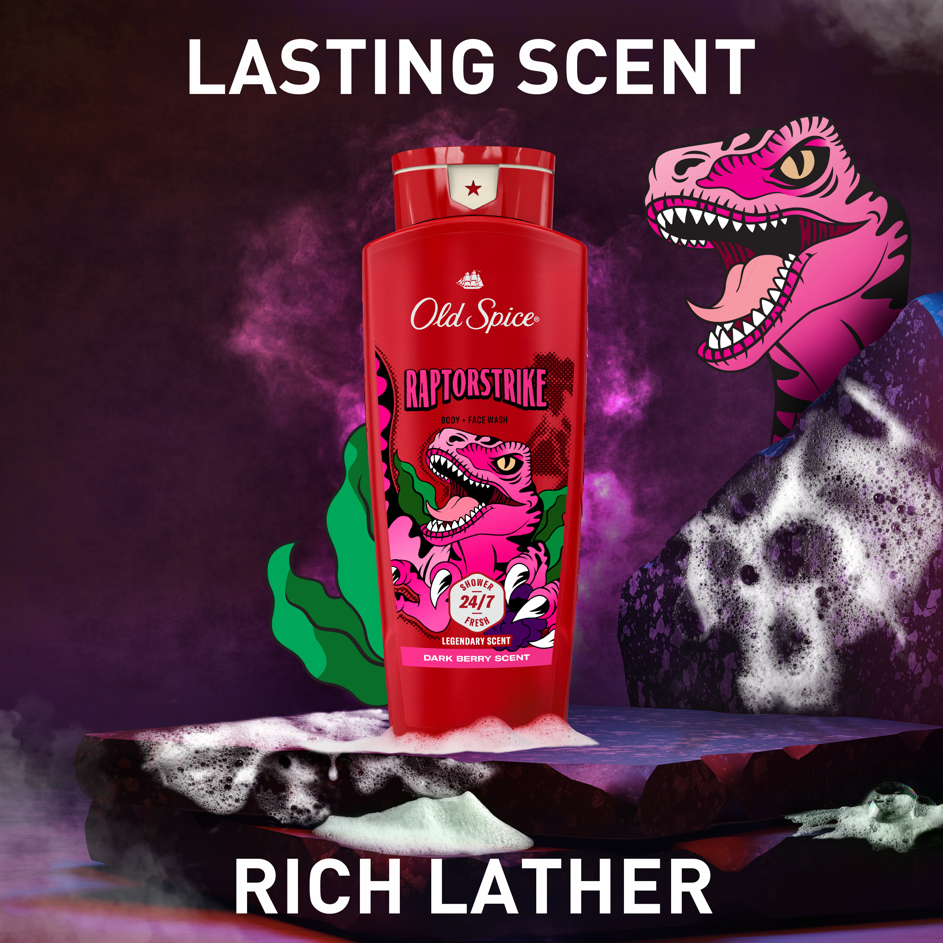 Old Spice Body Wash for Men, 24/7 Shower Clean, Raptorstrike