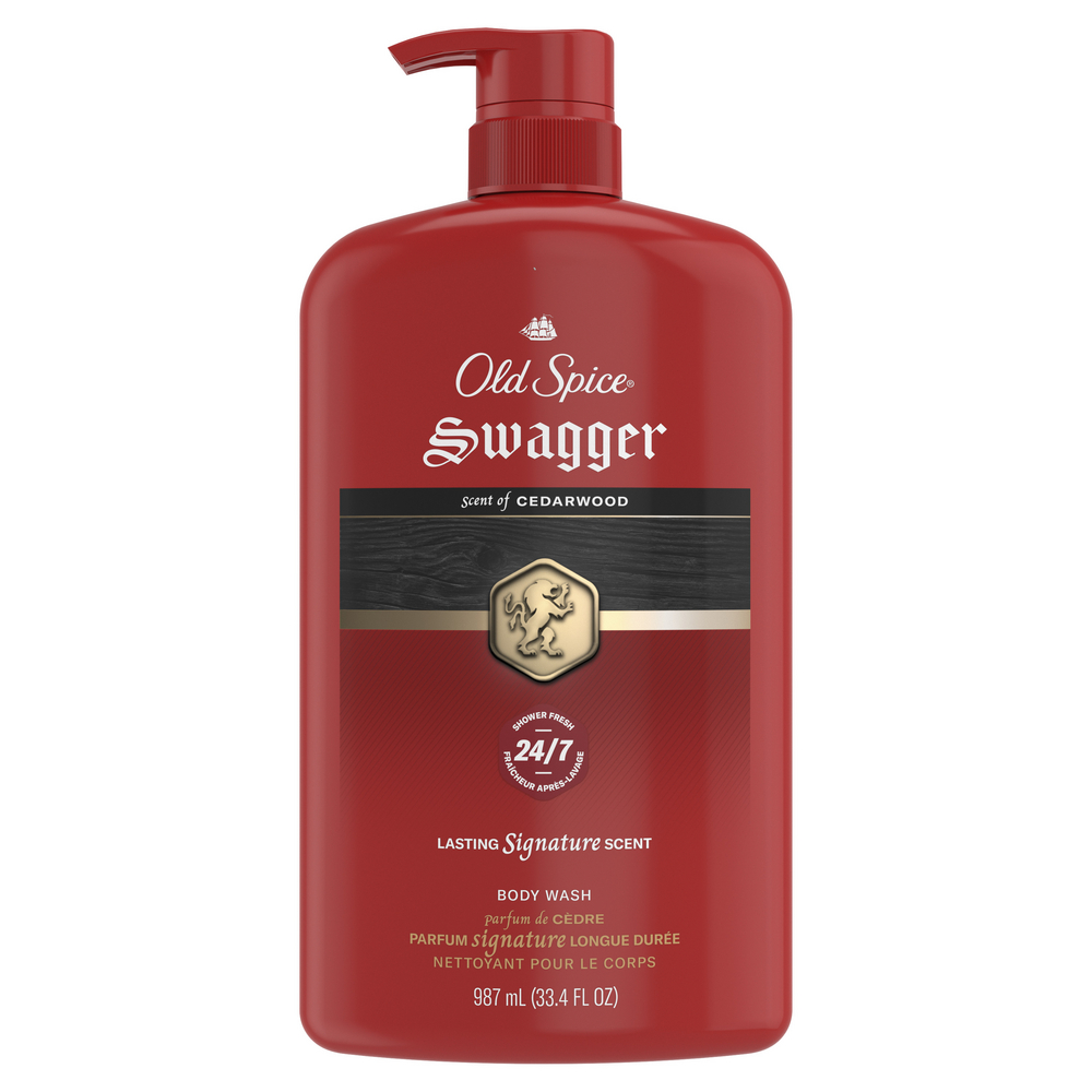 Old Spice Men's Body Wash Pump, Swagger Scent of Confidence, 987 ml (33.4 fl Oz)