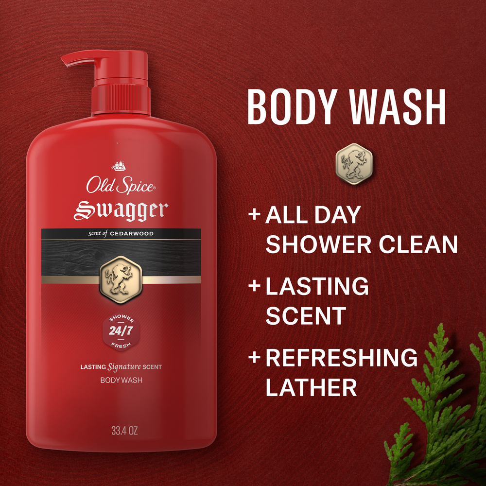 Old Spice Men's Body Wash Pump, Swagger Scent of Confidence, 987 ml (33.4 fl Oz)