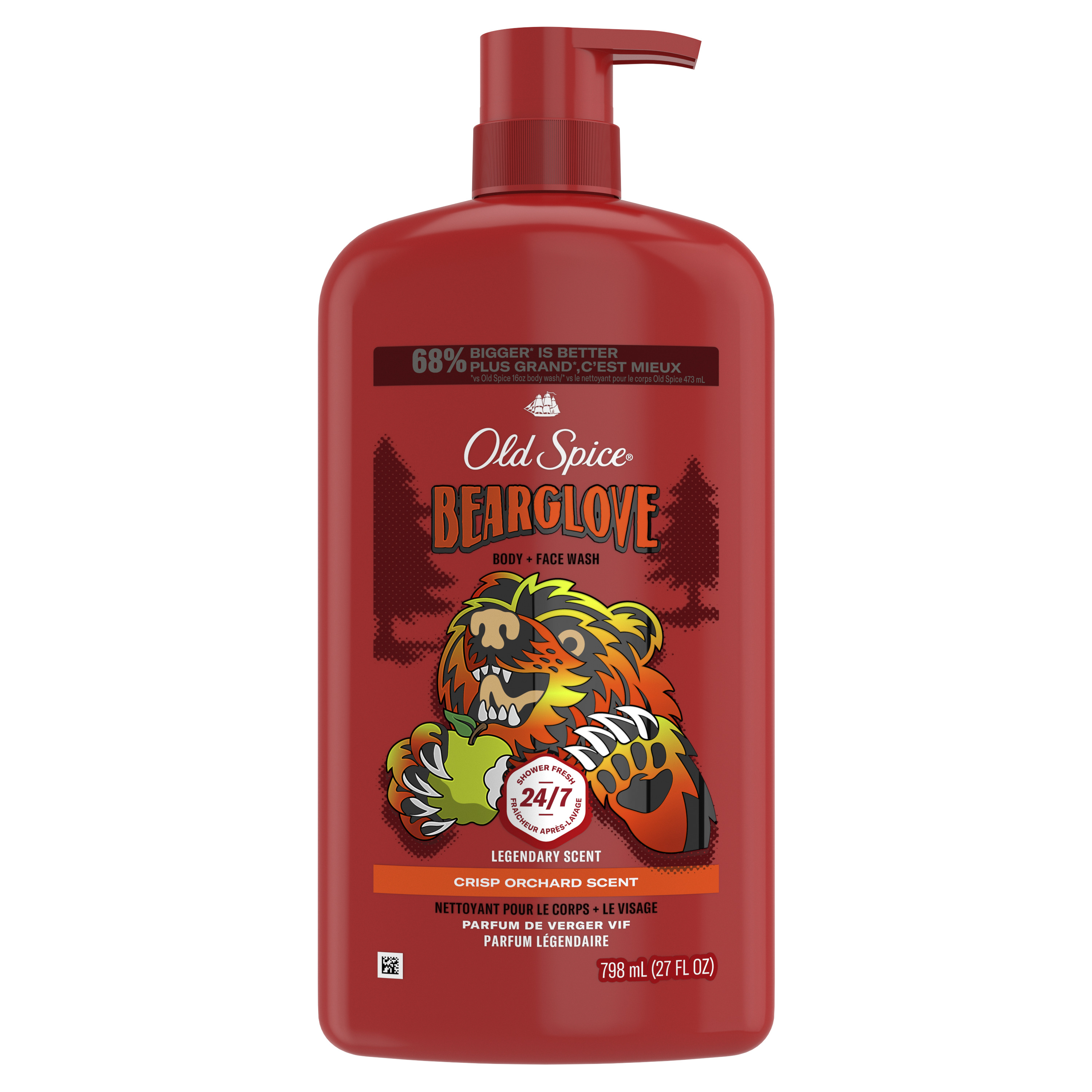 Old Spice Body Wash for Men, 24/7 Shower Clean, Bearglove, 27 Oz