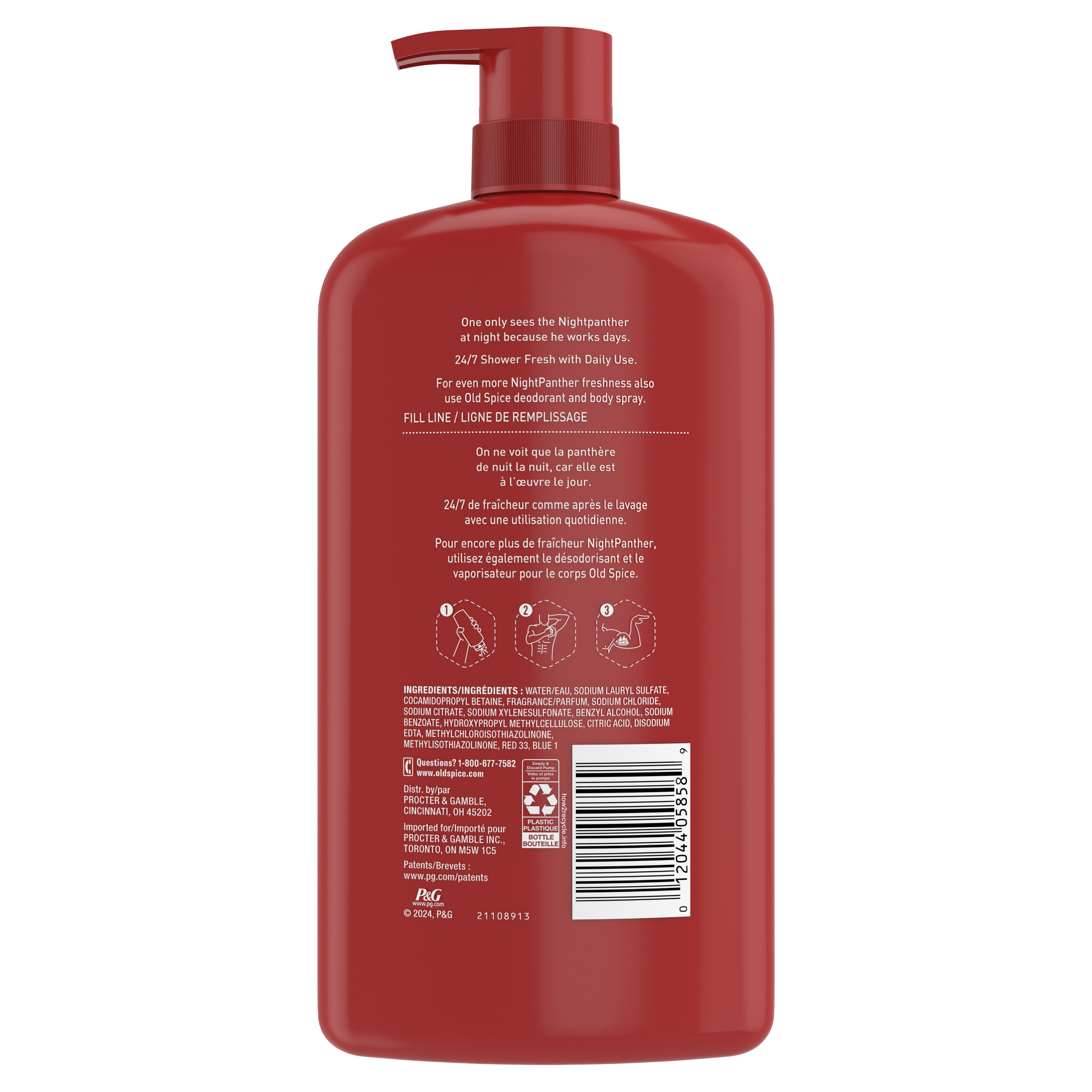 Old Spice Body Wash for Men, 24/7 Shower Clean, Nightpanther, 27 Oz
back