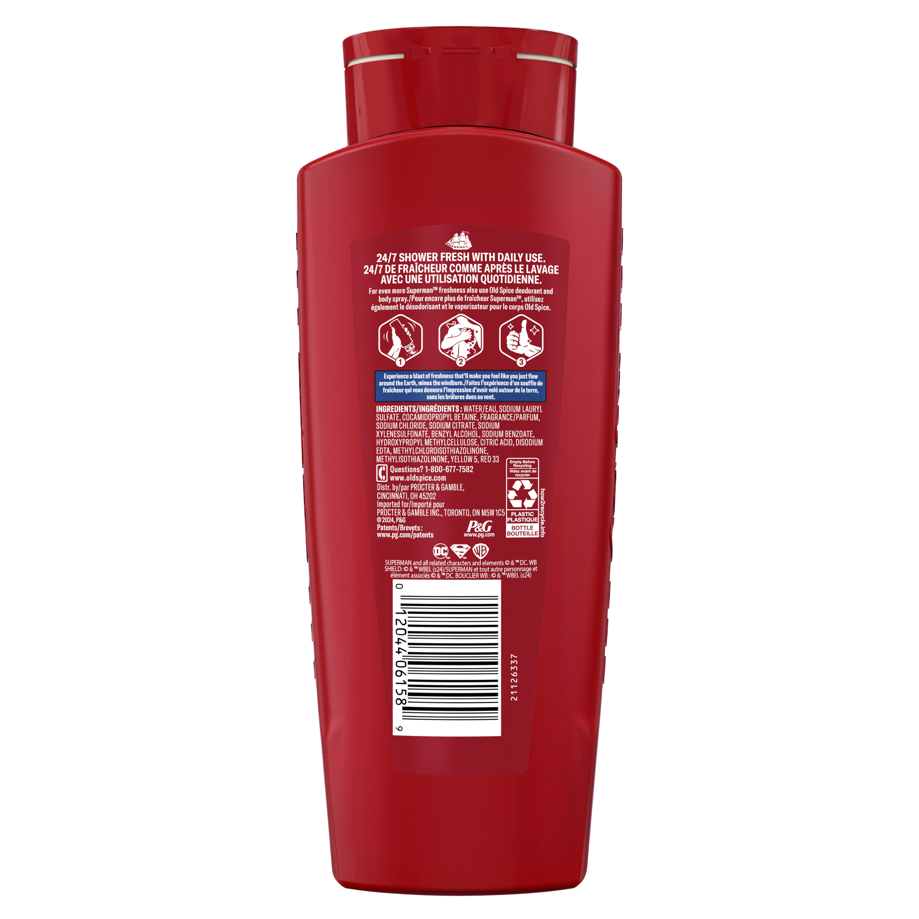 Old Spice Body Wash for Men, 24/7 Shower Fresh, Superman, 24 Oz
back