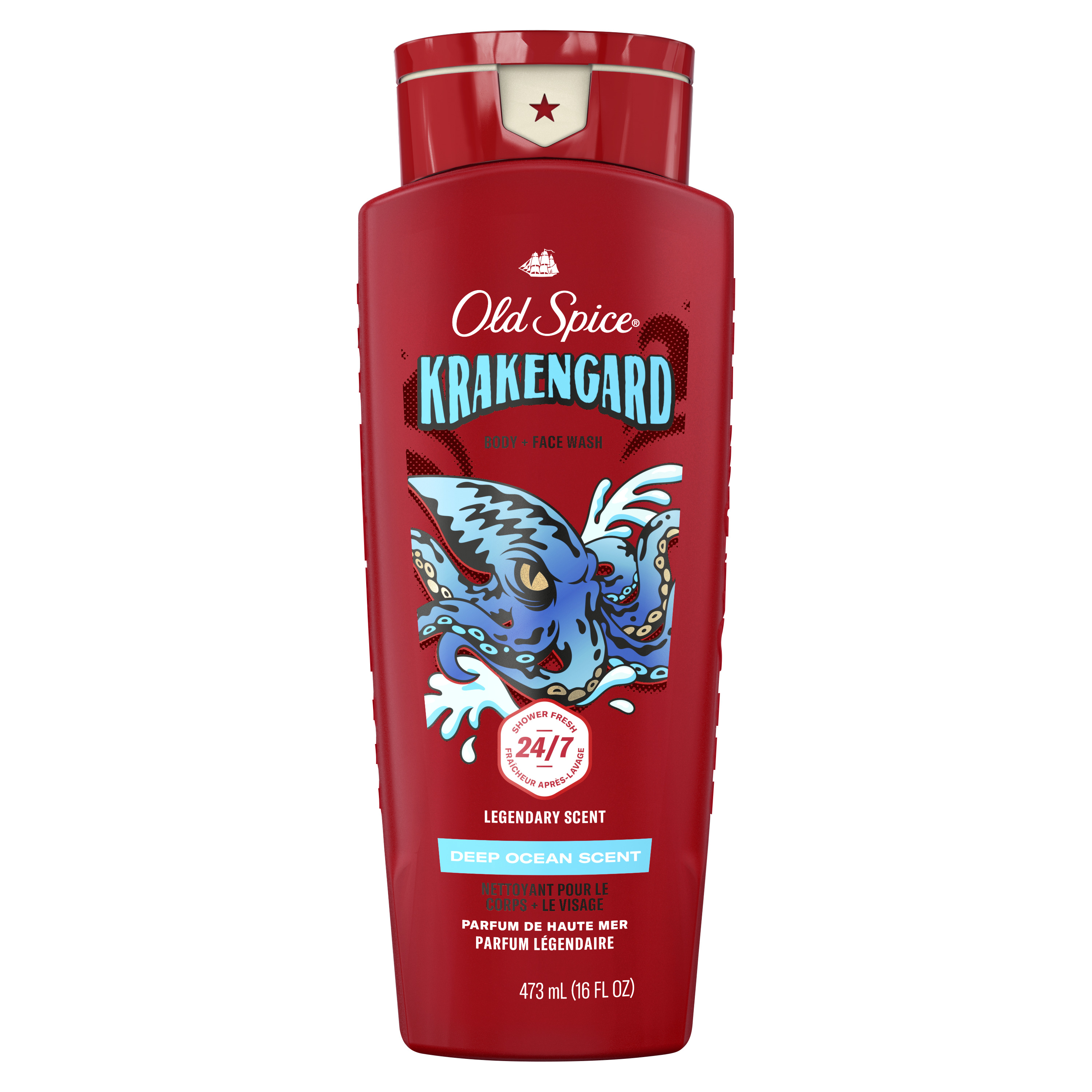 Old Spice Body Wash for Men, 24/7 Shower Clean, Krakengard, 16 Oz