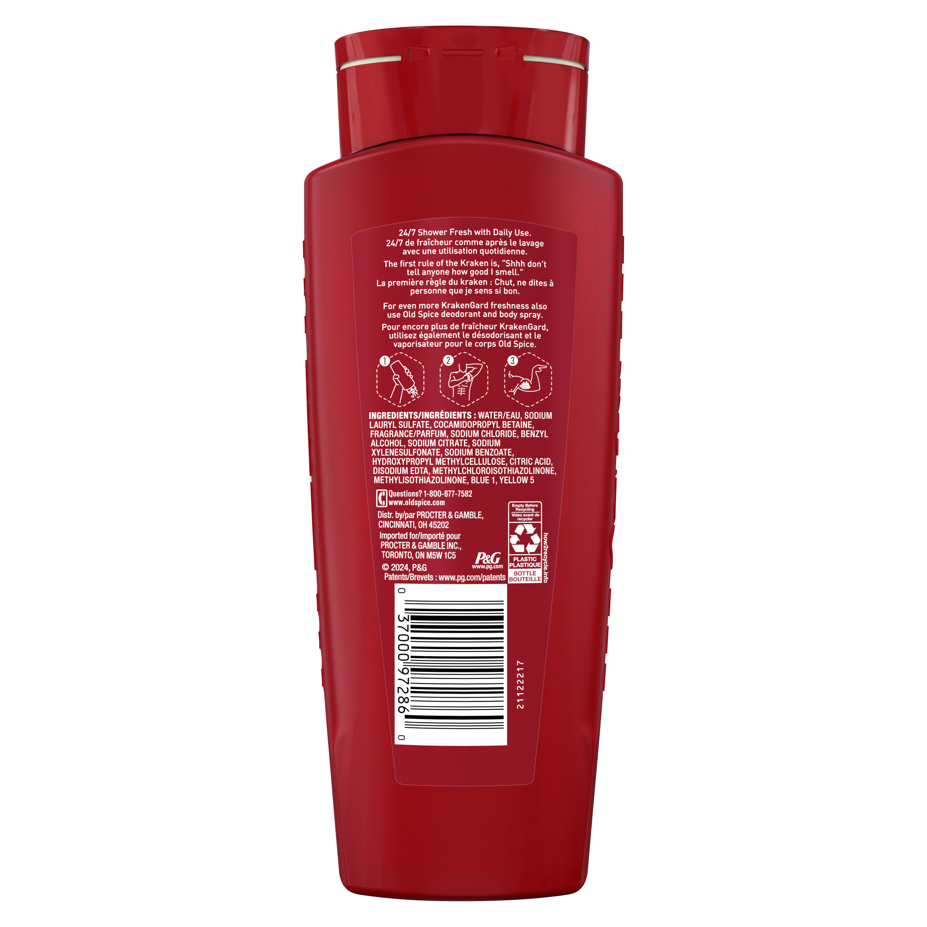 Old Spice Body Wash for Men, 24/7 Shower Clean, Krakengard, 16oz - Back